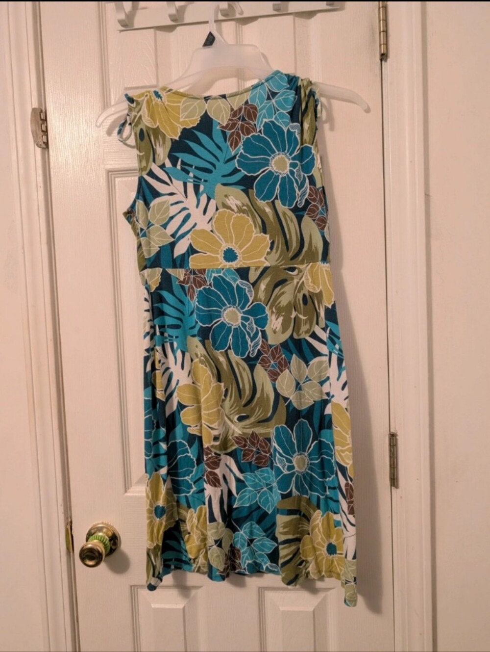 Croft & Barrow Petite Small Blue Tropical Floral Faux Wrap Dress PS - Picture 3 of 6